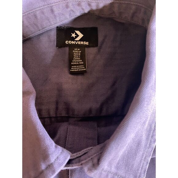 Converse Men’s Long Sleeve Utility Button-Up Shirt Purple Size M - Picture 5 of 5